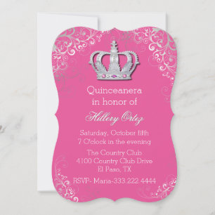 Chic Ornate Crown Quinceanera Invitation