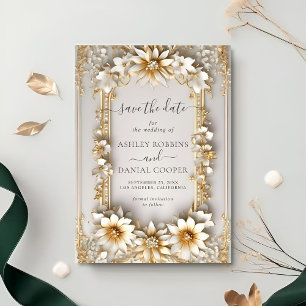 Chic Ornate floral Yellow Style Save The Date Invitation