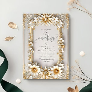 Chic Ornate floral Yellow Style Wedding Invitation