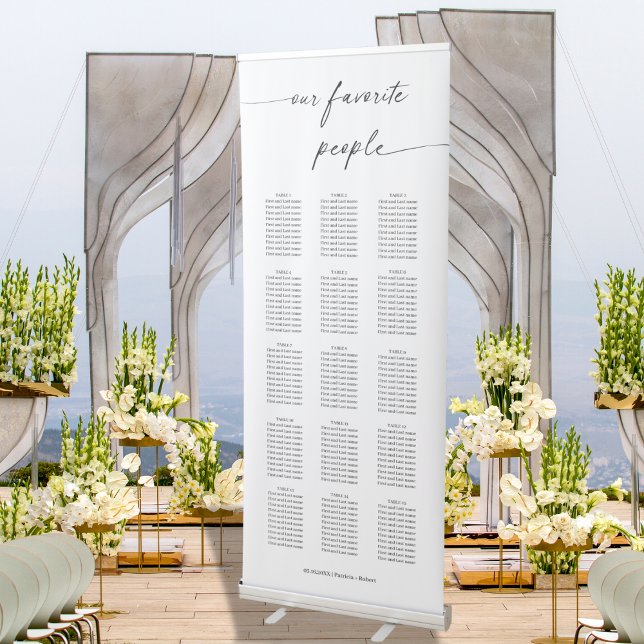 Chic Our Favourite People Wedding Seating Chart Retractable Banner (Creator Uploaded)