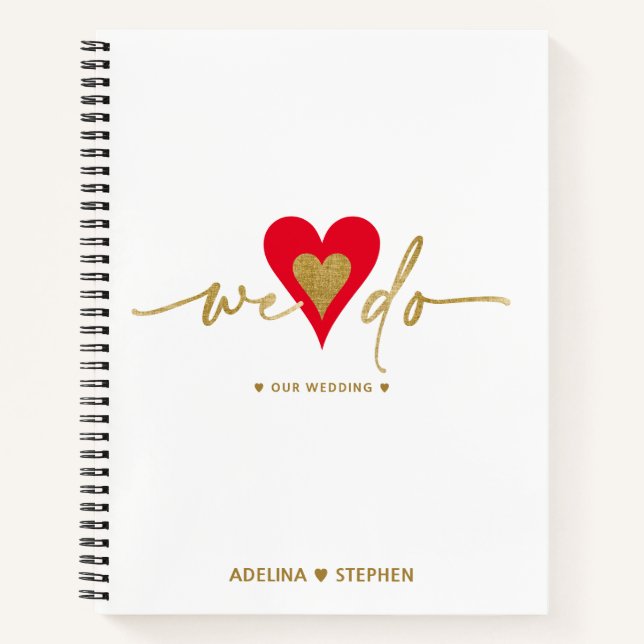 Chic Our Wedding Plans Wedding Journal Gold Script (Front)