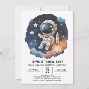 Chic Outerspace Children's Astronaut Boy Birthday Invitation