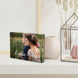 Chic Overlay | Personalised Wedding Photo Block<br><div class="desc">Elegant wedding photo block features your favourite horizontal or landscape orientated wedding photo. Your names appear in chic white handwritten script lettering as a text overlay with your wedding date beneath.</div>