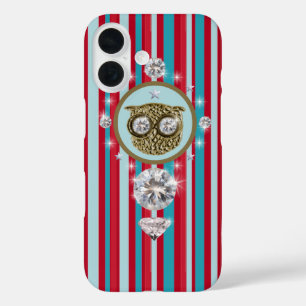 Chic owl with stripes iPhone 16 case