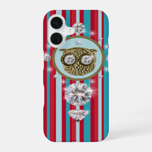 Chic owl with stripes iPhone 16 case