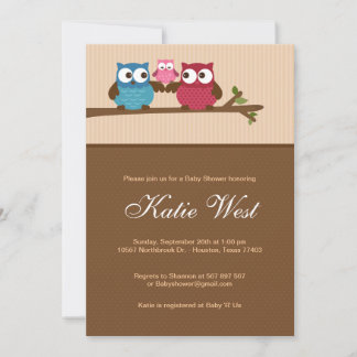 Chic Owls Baby Shower Invitation