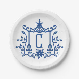 Chic Pagoda Monogram C Paper Plate
