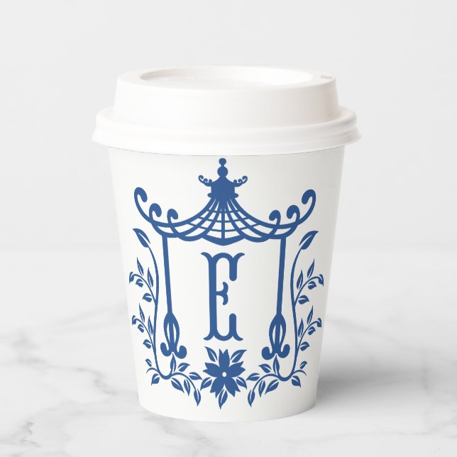 Chic Pagoda Monogram E  Paper Cups (Front)