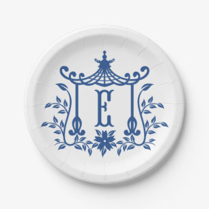 Chic Pagoda Monogram E Paper Plate