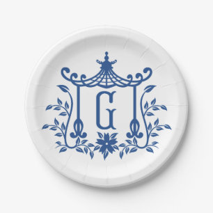 Chic Pagoda Monogram G Paper Plate