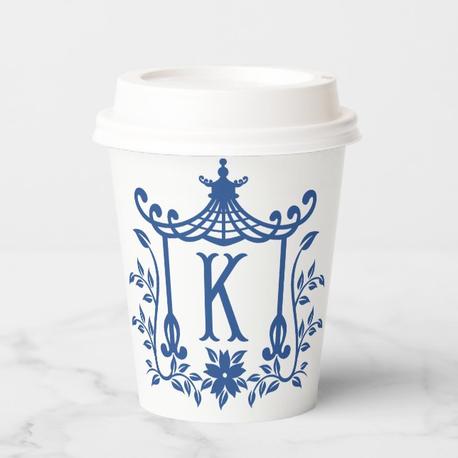 Chic Pagoda Monogram K  Paper Cups (Front)