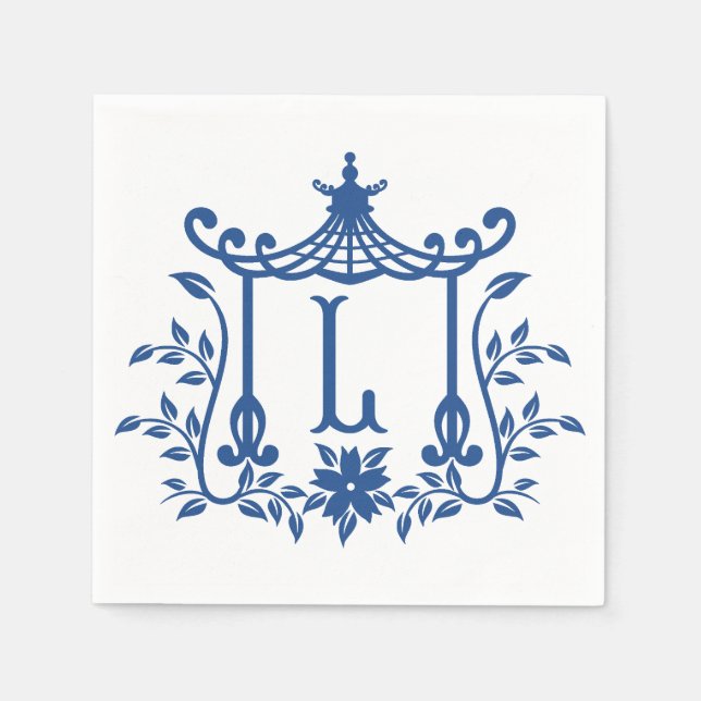 Chic Pagoda Monogram L Napkins (Front)