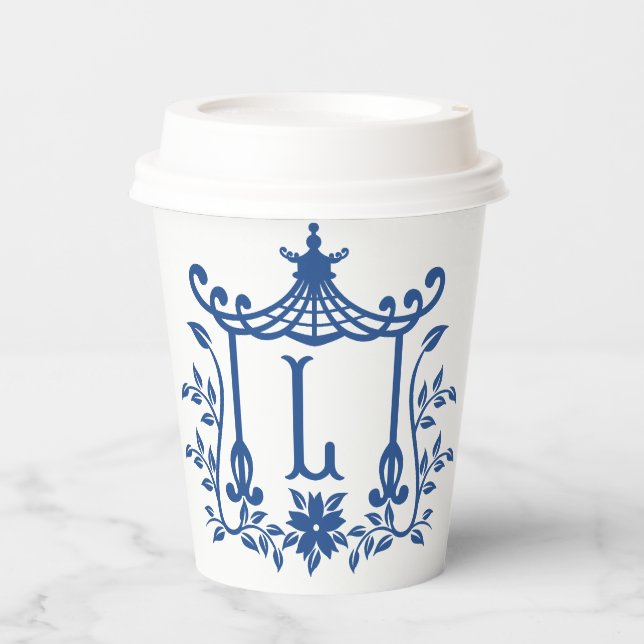 Chic Pagoda Monogram L  Paper Cups (Front)