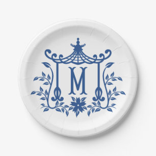 Chic Pagoda Monogram M Paper Plate