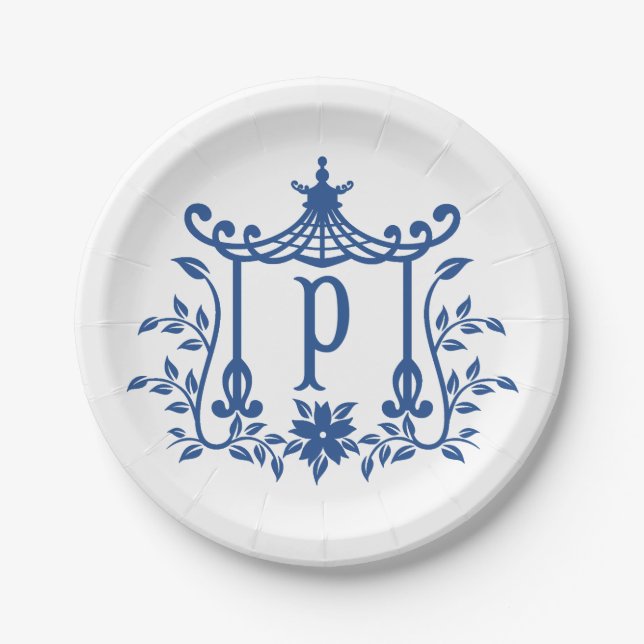 Chic Pagoda Monogram P Paper Plate (Front)