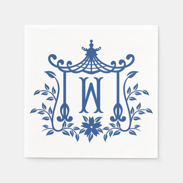Chic Pagoda Monogram W Napkins (Front)