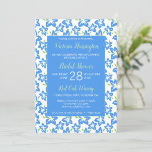 Chic Painted Blue Floral Bridal Shower Invitation