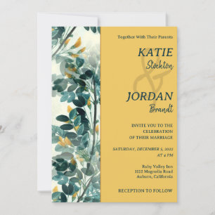 Chic Painted Leaves Wedding Invitation
