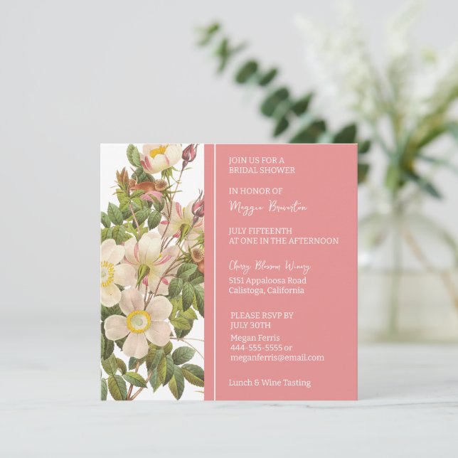 Chic Painted Primrose Bridal Shower Invitation (Standing Front)