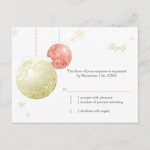 Chic Paisley Christmas Wedding RSVP Invitation Postcard