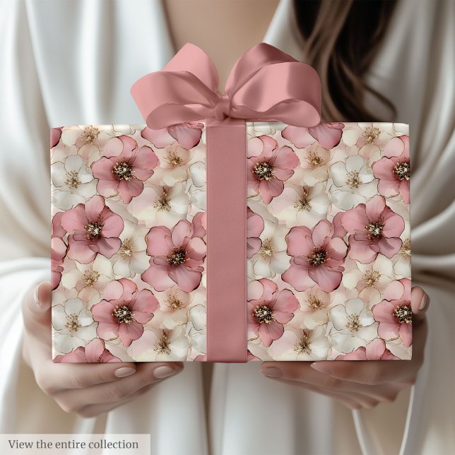Chic pale pink and gold watercolor gift wrap roll (Chic pale pink and gold watercolor gift wrap roll)