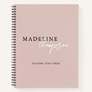 Chic Pale Pink Beige Script Typography Notebook