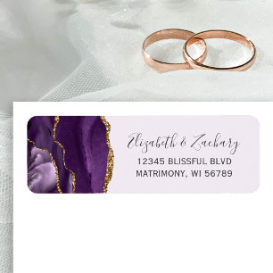 Chic Pale Purple Gold Wedding Return Address