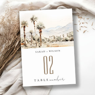 Chic Palm Springs California Landscape Wedding Table Number