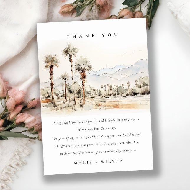 Chic Palm Springs California Landscape Wedding Thank You Card (Creator Uploaded)