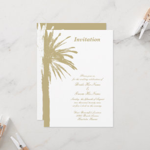 Chic palm tree beach wedding party invitations