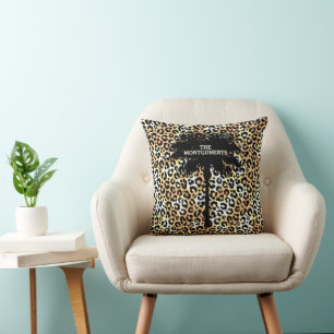 Chic Palm Tree on Leopard Print Cushion