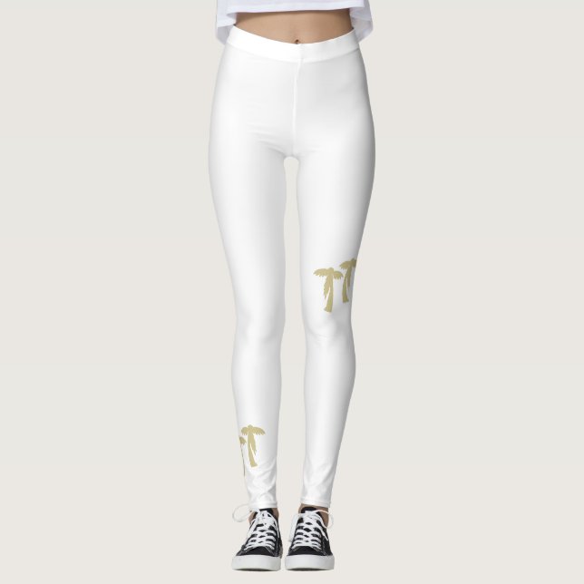 Chic Palm Trees - White Leggings (Front)