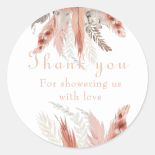 Chic Pampas grass Baby shower Classic Round Sticker