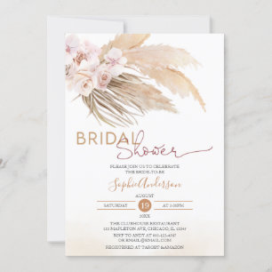 Chic Pampas Grass Boho Bridal Shower Invitation