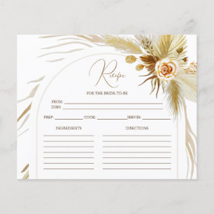 Chic Pampas Grass Boho bridal shower recipe card