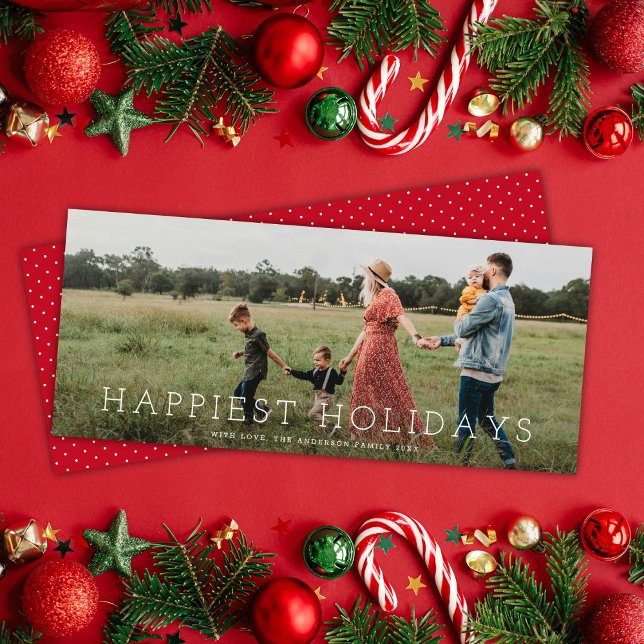 Chic Panoramic Simple Minimalist 1 Photo Christmas Holiday Card (Creator Uploaded)