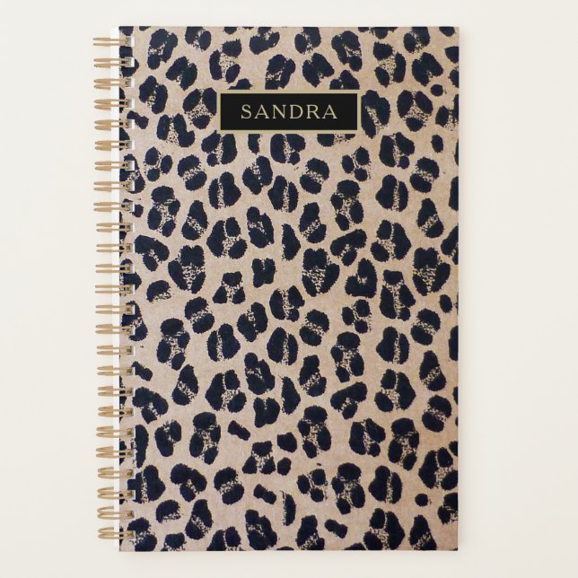 Chic panther pattern and name planner (Front)