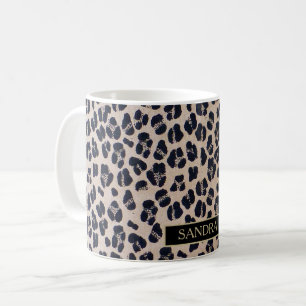 Chic panther pattern with name coffee mug