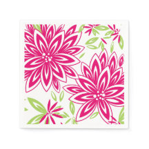 CHIC PAPER NAPKIN_LOVELY HOT PINK/GREEN FLORAL