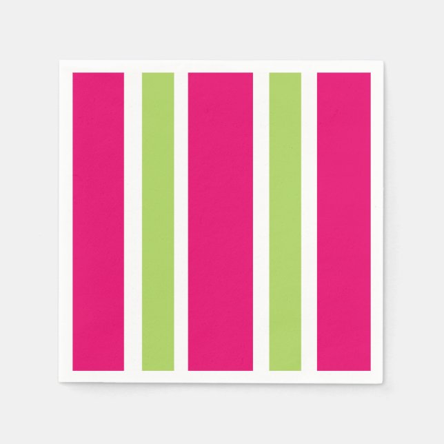 CHIC PAPER NAPKIN_LOVELY HOT PINK/GREEN STRIPES NAPKIN (Front)