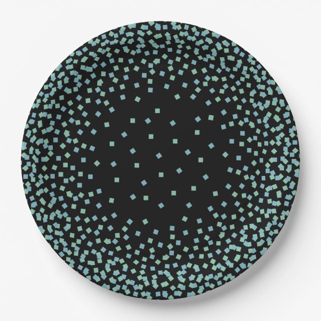 CHIC PAPER PLATE_MINT/LG BLUE/BLACK CONFETTI PAPER PLATE (Front)