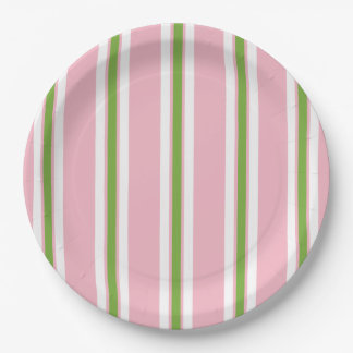 CHIC PAPER PLATE_MODERN PINK/GREEN STRIPES PLATE