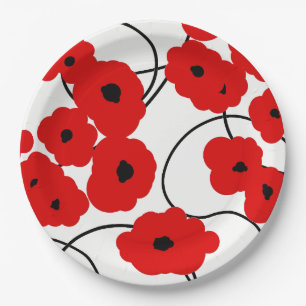 CHIC PAPER PLATE_MODERN REDPOPPIES PAPER PLATE