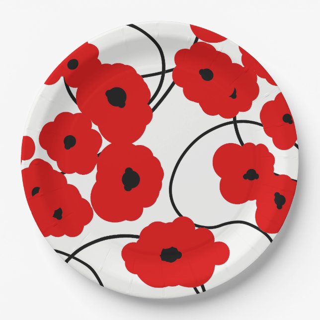 CHIC PAPER PLATE_MODERN REDPOPPIES PLATE (Front)