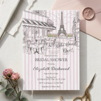 Chic Paris Cafe Pink White Stripes Bridal Shower