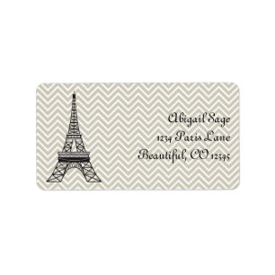 Chic Paris Eiffel Tower and Grey Chevron Address Label