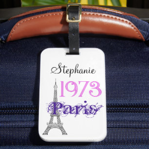 Chic Paris Eiffel Tower Girls Trip 50th Birthday Luggage Tag