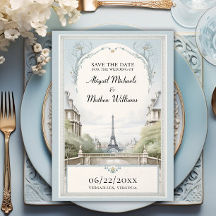 Chic Paris Eiffel Tower Powder Blue Save the Date