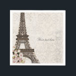 Chic Paris Eiffel Tower & Roses Elegant Party Napkin<br><div class="desc">Chic Paris Eiffel Tower & Roses Elegant Party Napkins. Customise with any text. Matching items available.</div>