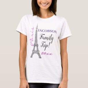 Chic Paris France Eiffel Tower Family Trip T-Shirt